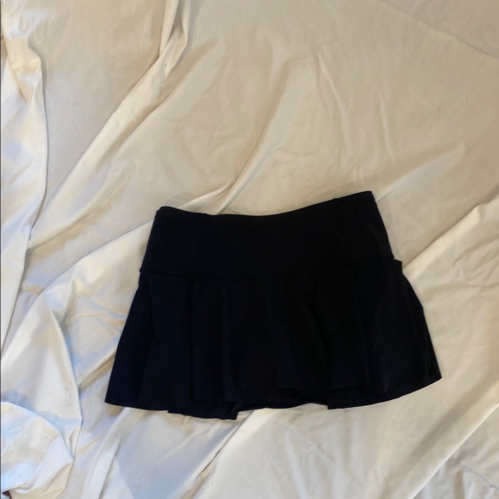 Black Pleated Mini Skater Skirt